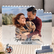 Custom Photo, Anniversary, Gift For Couples, Romantic, Dynamic Photo - Custom Photo Together & Forever Romantic Couple - Personalized Building Brick Blocks