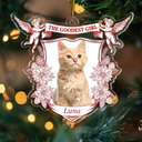 Dog Lovers, Dog Mom, Dog Dad, Cat Lovers, Cat Mom, Cat Dad, Pet Lovers, Pet Mom, Pet Dad, Christmas, Love - Custom Photo Toile De Jouy Goodest Boy Girl - Personalized Custom Shaped Acrylic Ornament