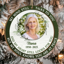 Family,Parents,Gift For Grandparents,Christmas,Sad,Custom Photo - Custom Photo Toile Memorial Bird My Mind Still Talks To You - Personalized 2-Layered Wooden Ornament
