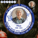 Family,Parents,Gift For Grandparents,Christmas,Sad,Custom Photo - Custom Photo Toile Memorial Bird My Mind Still Talks To You - Personalized 2-Layered Wooden Ornament