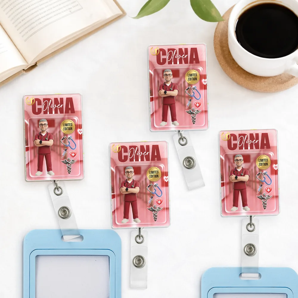 Art Design, Confident, Nurse, Photo - Toybox Figure - Custom Photo Toybox Figure Nurse Limited Edition - Personalized Badge Reel