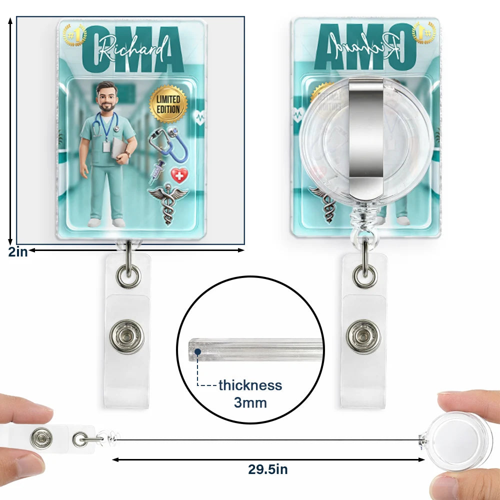 Art Design, Confident, Nurse, Photo - Toybox Figure - Custom Photo Toybox Figure Nurse Limited Edition - Personalized Badge Reel