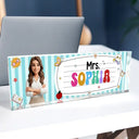Art Design, Teacher, Back To School, Proud, Photo - Toybox Figure Half Body - Custom Photo Toybox Figure Teacher With Striped Pattern - Personalized Desk Name Plate