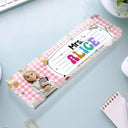 Art Design, Teacher, Back To School, Proud, Photo - Toybox Figure Half Body - Custom Photo Toybox Figure Teacher With Striped Pattern - Personalized Desk Name Plate