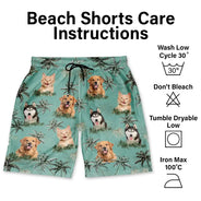 Summer, Gift For Wife, Gift For Girlfriend, Gift For Women, Gift For Yourself, Dog Lovers, Dog Mom, Happy, Cat Lovers, Pet Lovers, Beach - Custom Photo Tropical Palm Dog Cat - Personalized Unisex Beach Shorts