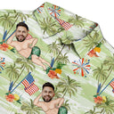 Gift For Husband,Gift For Boyfriend,Gift For Yourself,Gift For Men,Gift For Grandpa,Gift For Father,Funny,America 250th - Custom Photo US Flag Sexy Pose - Personalized Hawaiian Shirt