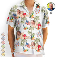 Gift For Husband,Gift For Boyfriend,Gift For Yourself,Gift For Men,Gift For Grandpa,Gift For Father,Funny,America 250th - Custom Photo US Flag Sexy Pose - Personalized Hawaiian Shirt