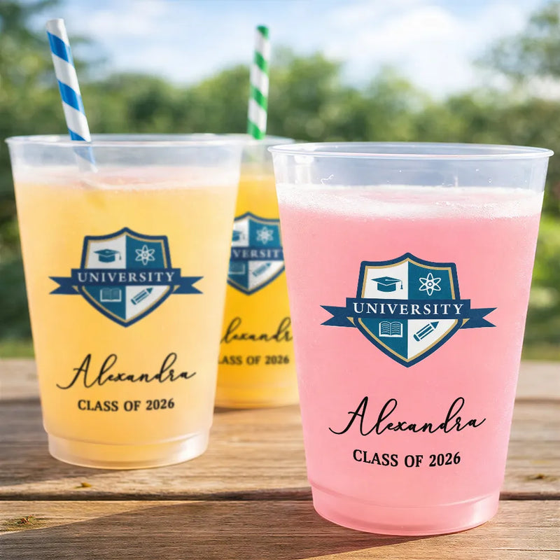 Gift For Women,Gift For Men,Graduation,Custom Photo,Happy,Gift For Yourself - Custom Photo University Logo Graduation - Personalized Frosted Cups