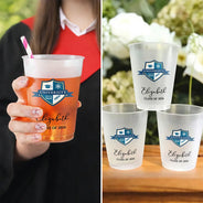 Gift For Women,Gift For Men,Graduation,Custom Photo,Happy,Gift For Yourself - Custom Photo University Logo Graduation - Personalized Frosted Cups