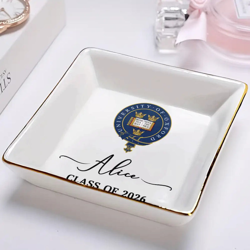 Graduation,Happy - Custom Photo University Logo Graduation - Personalized Ring Dish