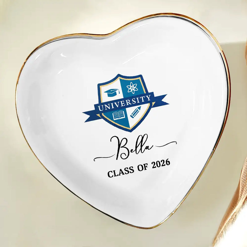 Graduation,Happy - Custom Photo University Logo Graduation - Personalized Ring Dish