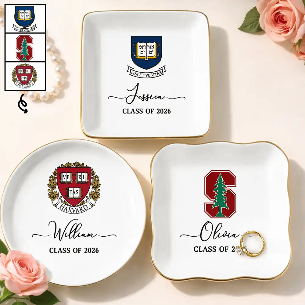 Custom Photo University Logo Graduation - Personalized Ring Dish
