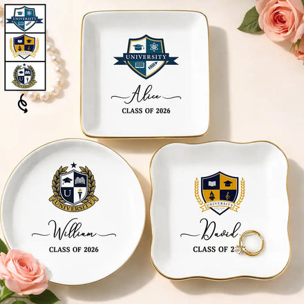 Custom Photo University Logo Graduation - Personalized Ring Dish