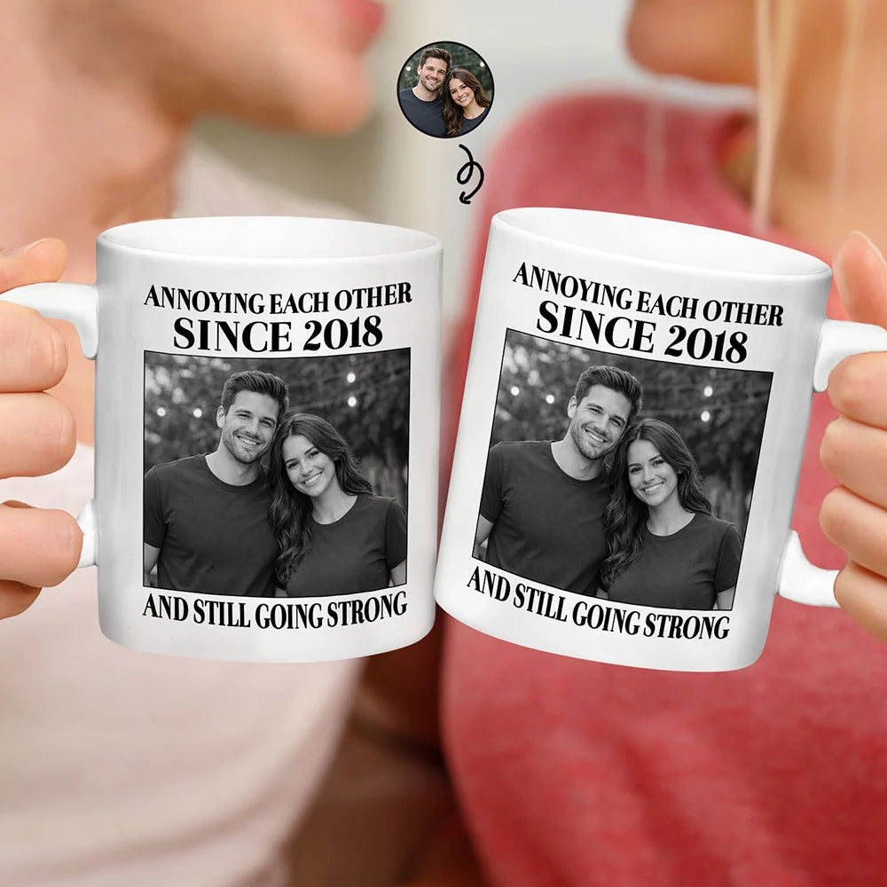 Custom Photo Vintage Annoying Each Other Since - Personalized Mug