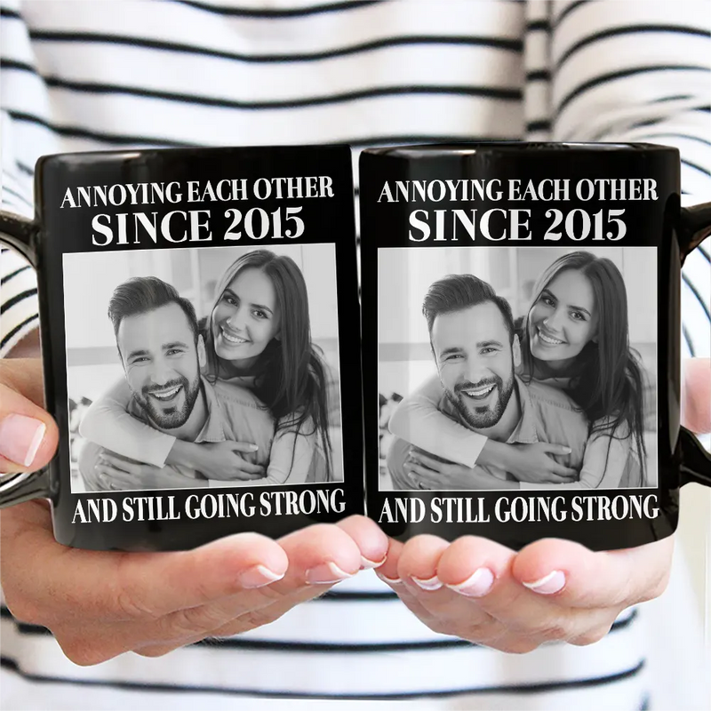 Old Couples,Gift For Husband,Gift For Wife,Gift For Couples,Gift For Boyfriend,Gift For Girlfriend,Love - Custom Photo Vintage Annoying Each Other Since - Personalized Mug