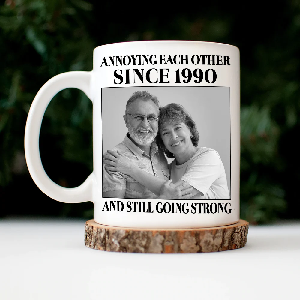 Old Couples,Gift For Husband,Gift For Wife,Gift For Couples,Gift For Boyfriend,Gift For Girlfriend,Love - Custom Photo Vintage Annoying Each Other Since - Personalized Mug