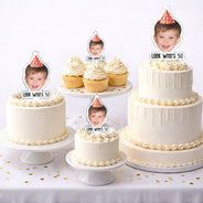 Happy, Gift For Women, Gift For Men - Custom Photo Vintage Birthday Funny Face - Personalized Acrylic Cake Topper