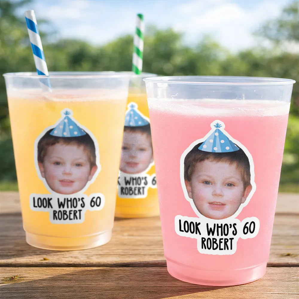 Gift For Women,Gift For Men,Gift For Yourself,Funny - Custom Photo Vintage Birthday Funny Face - Personalized Frosted Cups