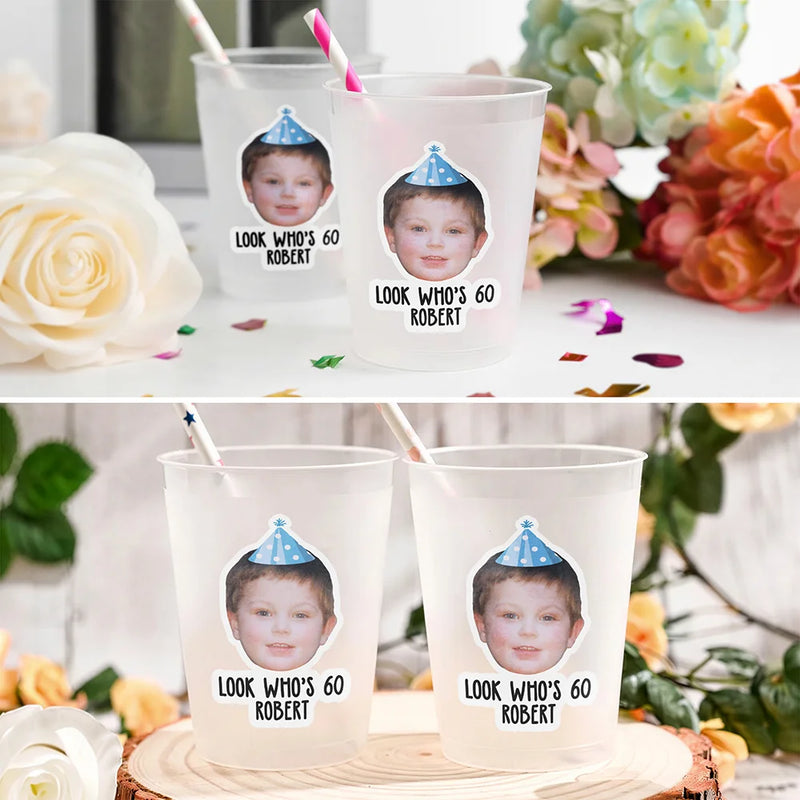 Gift For Women,Gift For Men,Gift For Yourself,Funny - Custom Photo Vintage Birthday Funny Face - Personalized Frosted Cups