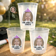 Gift For Women,Gift For Men,Gift For Yourself,Funny - Custom Photo Vintage Birthday Funny Face - Personalized Frosted Cups