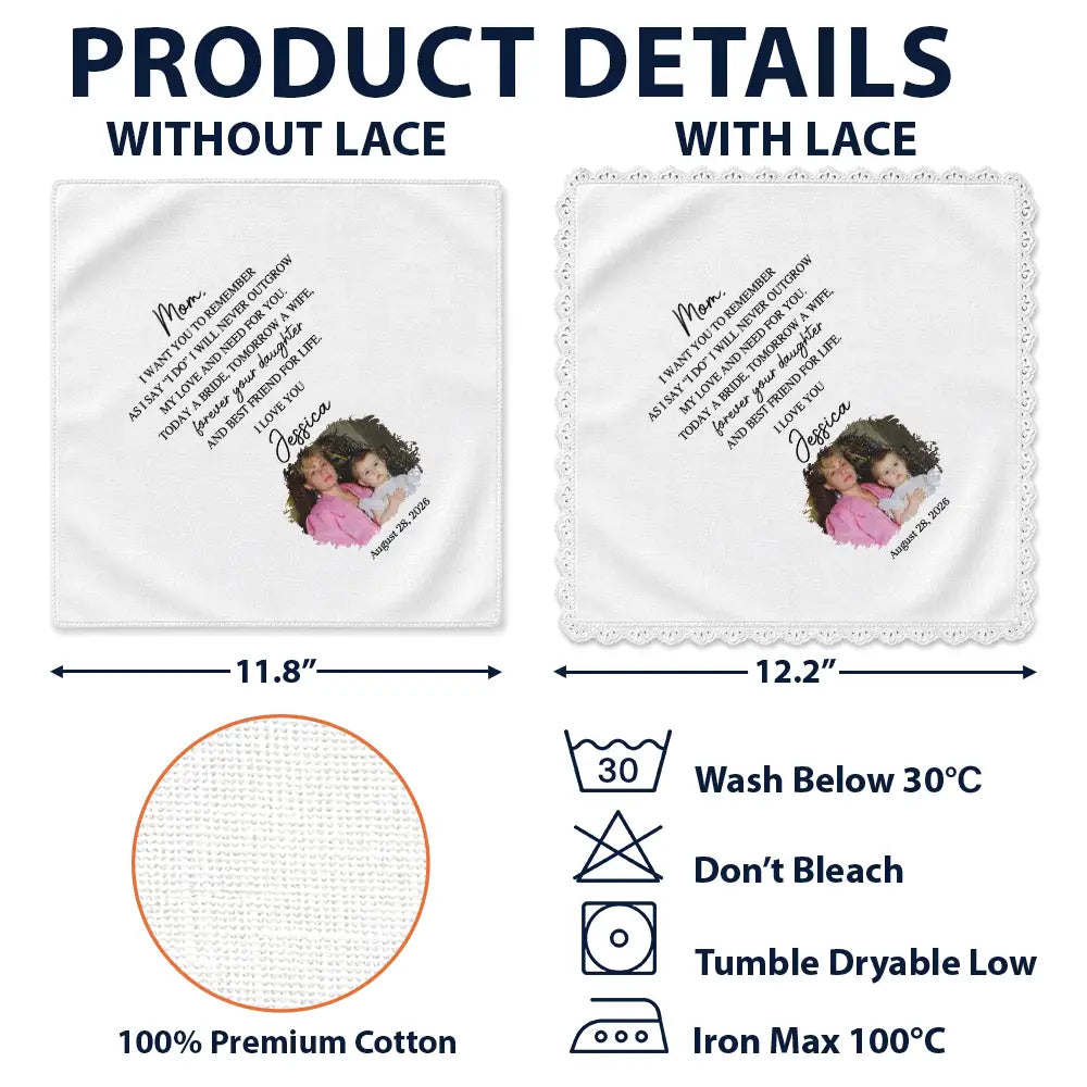 Sentimental,Custom Photo,Gift For Mother,Wedding,Upload Full Photo - Custom Photo Vintage Childhood For Happy Tears - Personalized Handkerchief
