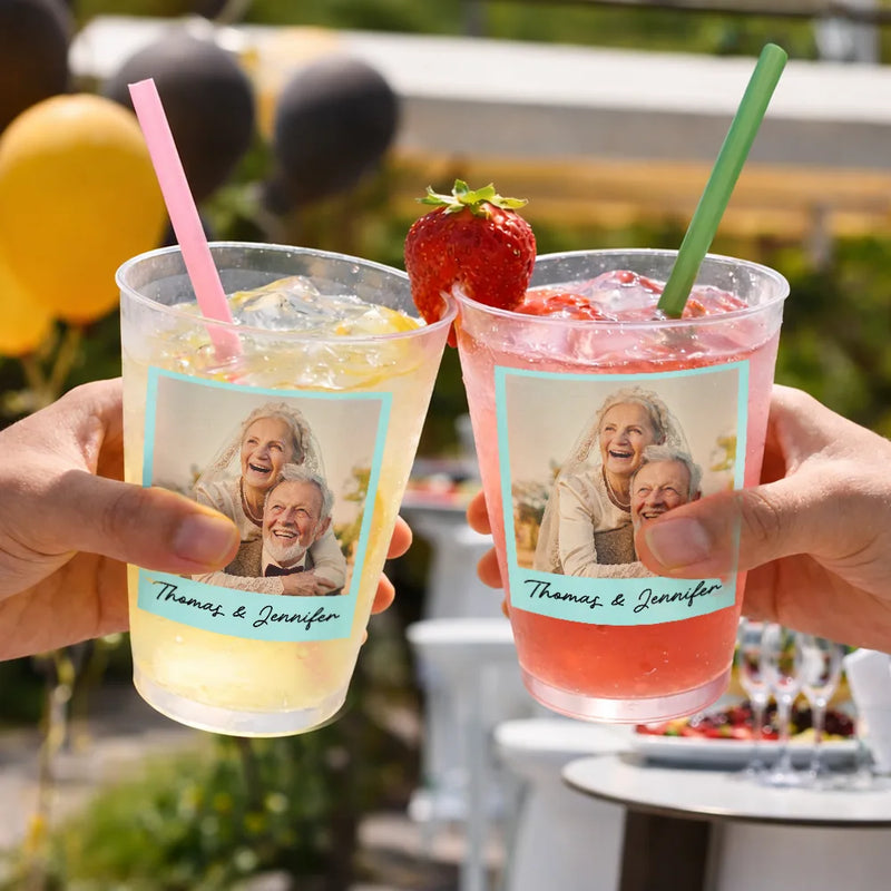 Gift For Couples, Married Couple, Custom Photo, Wedding, Romantic, Upload Full Photo - Custom Photo Vintage Couples Wedding Engaged Bachelor Party - Personalized Frosted Cups