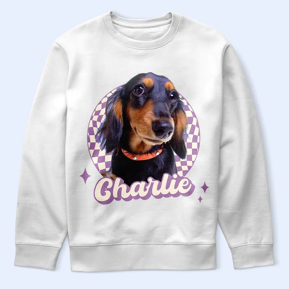 Dog Dad,Dog Lovers,Pet Lovers,Happy,Dog Mom - Custom Photo Vintage Dog Cat Pet - Personalized T Shirt