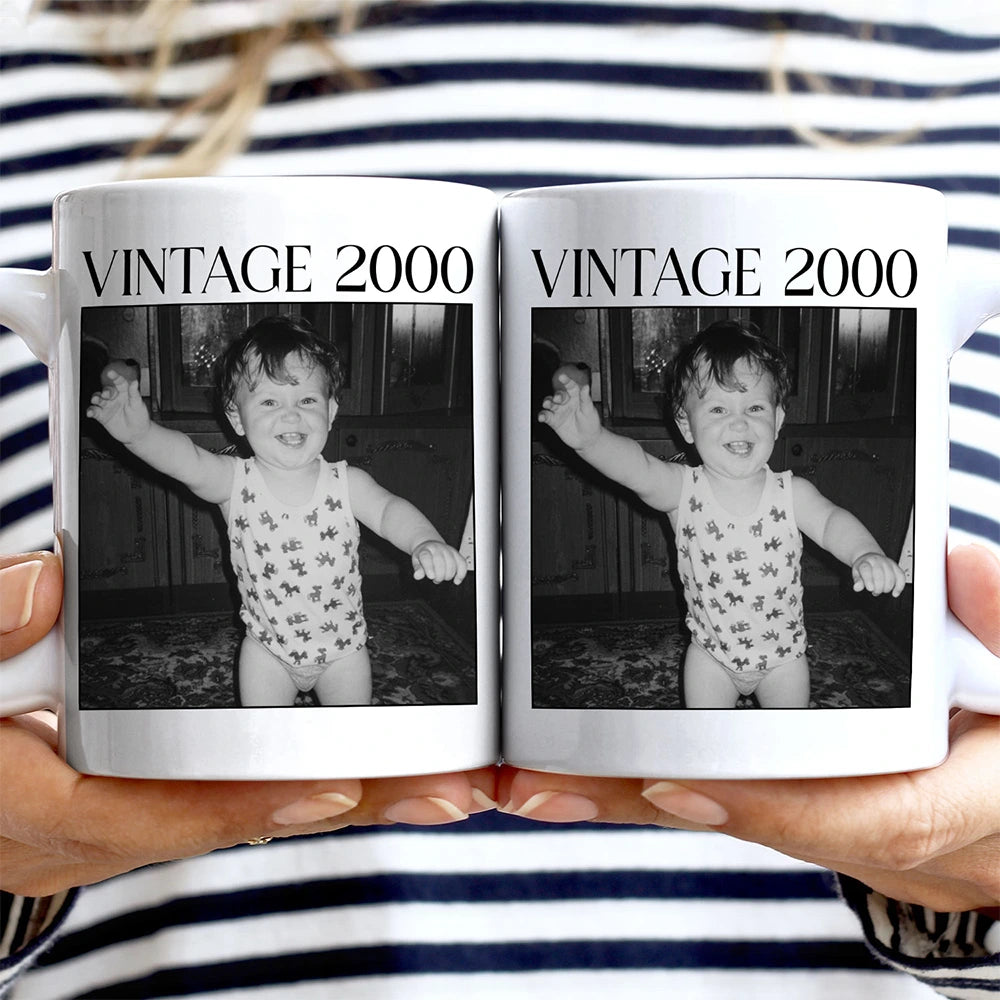 Gift For Mother,Gift For Grandma,Gift For Father,Gift For Grandpa,Love,Custom Photo - Custom Photo Vintage Image And Year - Personalized Mug