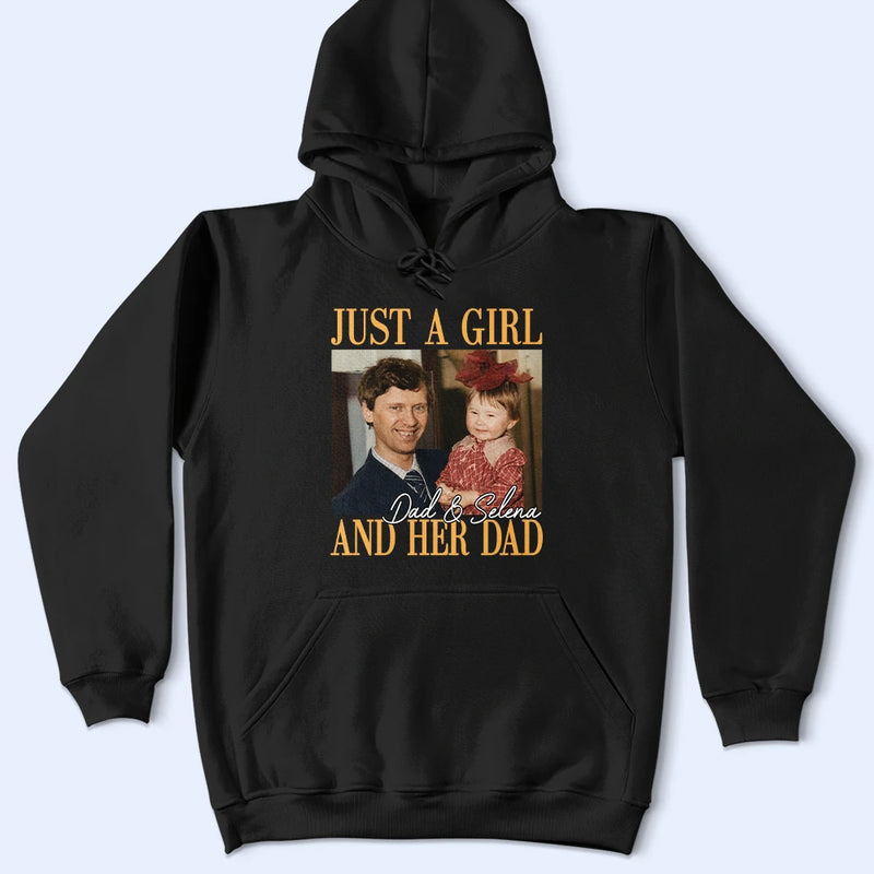 Custom Photo,Gift For Father,Dad - Daughters (Young),Photo,Proud - Custom Photo Vintage Photo Childhood Just A Dad And His Girl - Personalized T Shirt