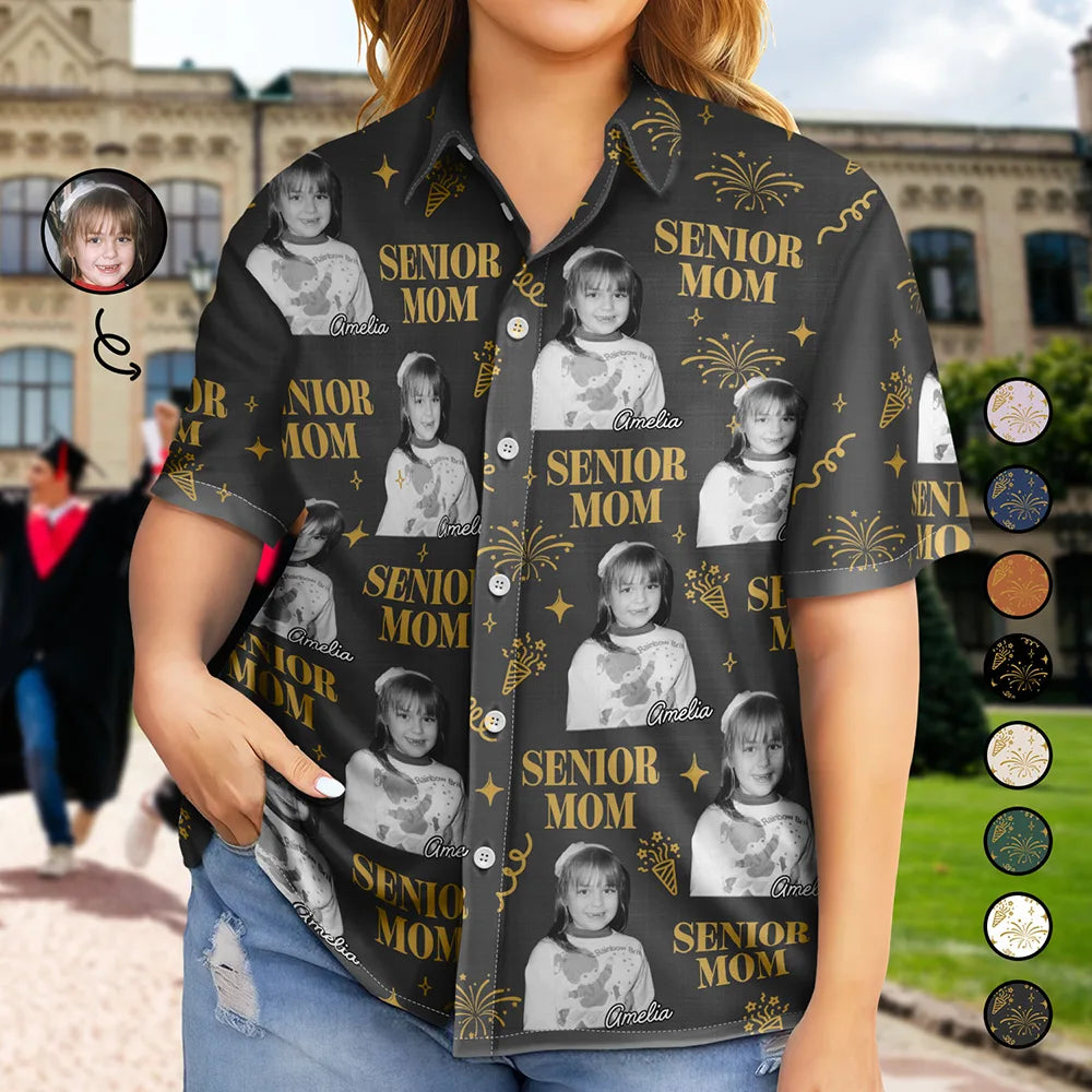 Gift For Mother,Gift For Father,Gift For Women,Gift For Men,Graduation,Happy,Photo - Custom Photo Vintage Senior Family - Personalized Hawaiian Shirt