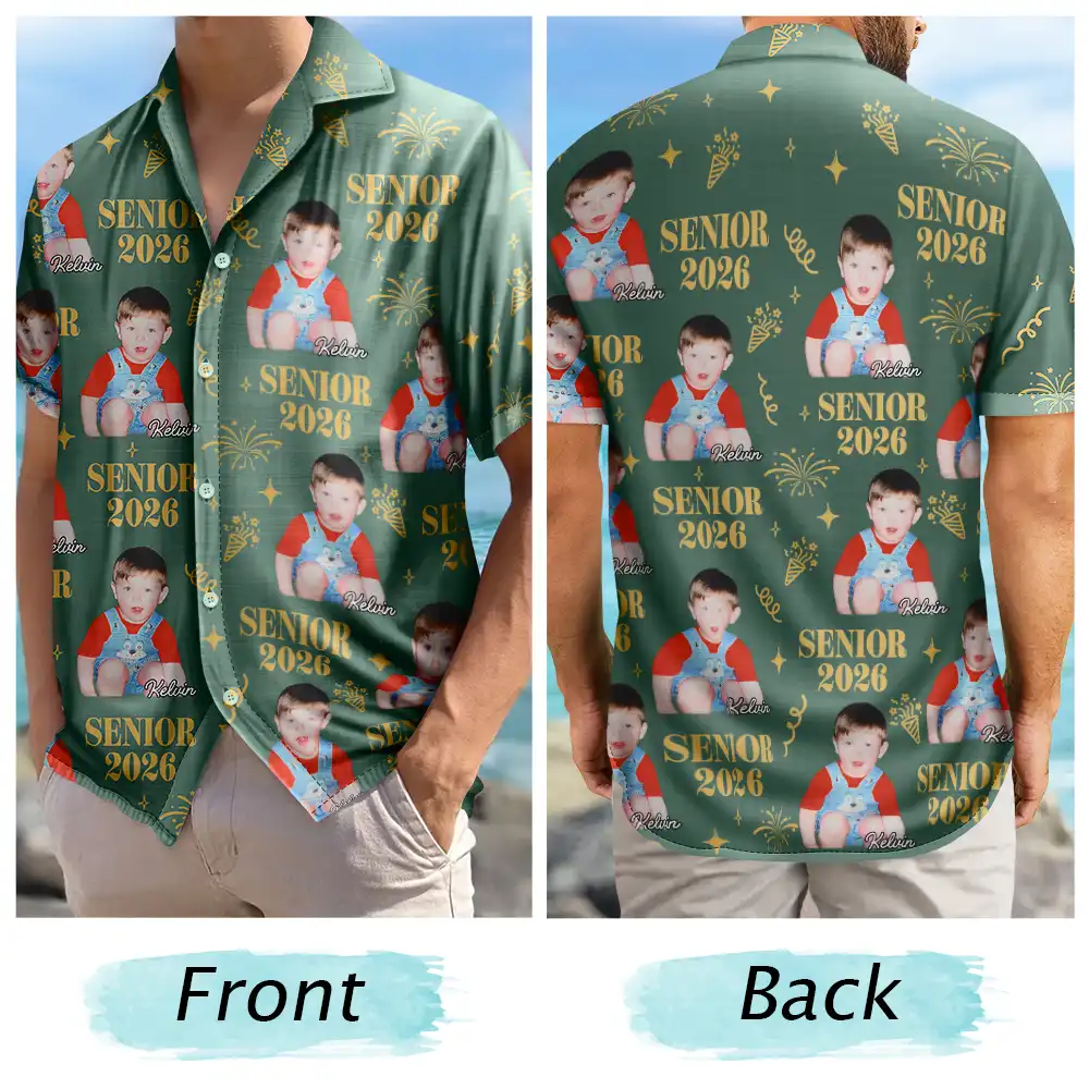 Gift For Mother,Gift For Father,Gift For Women,Gift For Men,Graduation,Happy,Photo - Custom Photo Vintage Senior Family - Personalized Hawaiian Shirt