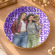 Top Market,Art Design,Gift For Bestie,Christmas,Humorous,Photo - Vivid Watercolor Art - Custom Photo Vivid Watercolor Art Besties Best B*tches Funny Keepsake - Personalized Ring Dish