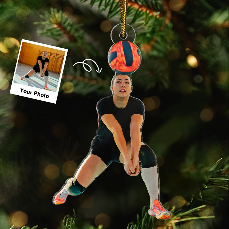 Gift For Yourself,Gift For Women,Gift For Men,Happy,Christmas,Custom Photo,Photo Hobby Ornament - Custom Photo Volleyball Player Team - Personalized Acrylic Photo Ornament