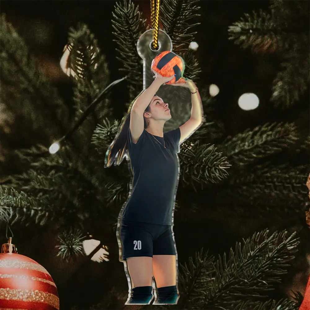 Gift For Yourself,Gift For Women,Gift For Men,Happy,Christmas,Custom Photo,Photo Hobby Ornament - Custom Photo Volleyball Player Team - Personalized Acrylic Photo Ornament