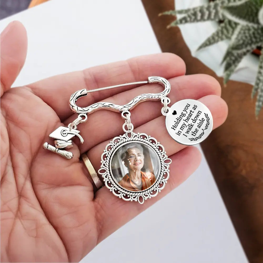 Graduation, Gift For Yourself, Custom Photo, Memorial, Sad - Custom Photo Walk Down The Aisle - Personalized Graduation Tassel Pin