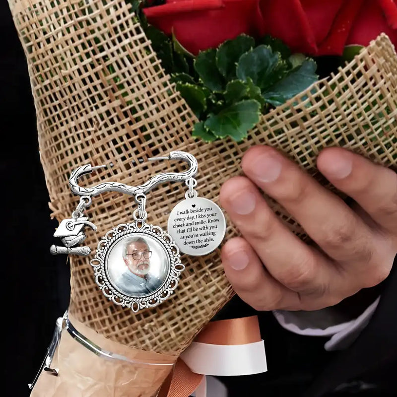 Graduation, Gift For Yourself, Custom Photo, Memorial, Sad - Custom Photo Walk Down The Aisle - Personalized Graduation Tassel Pin