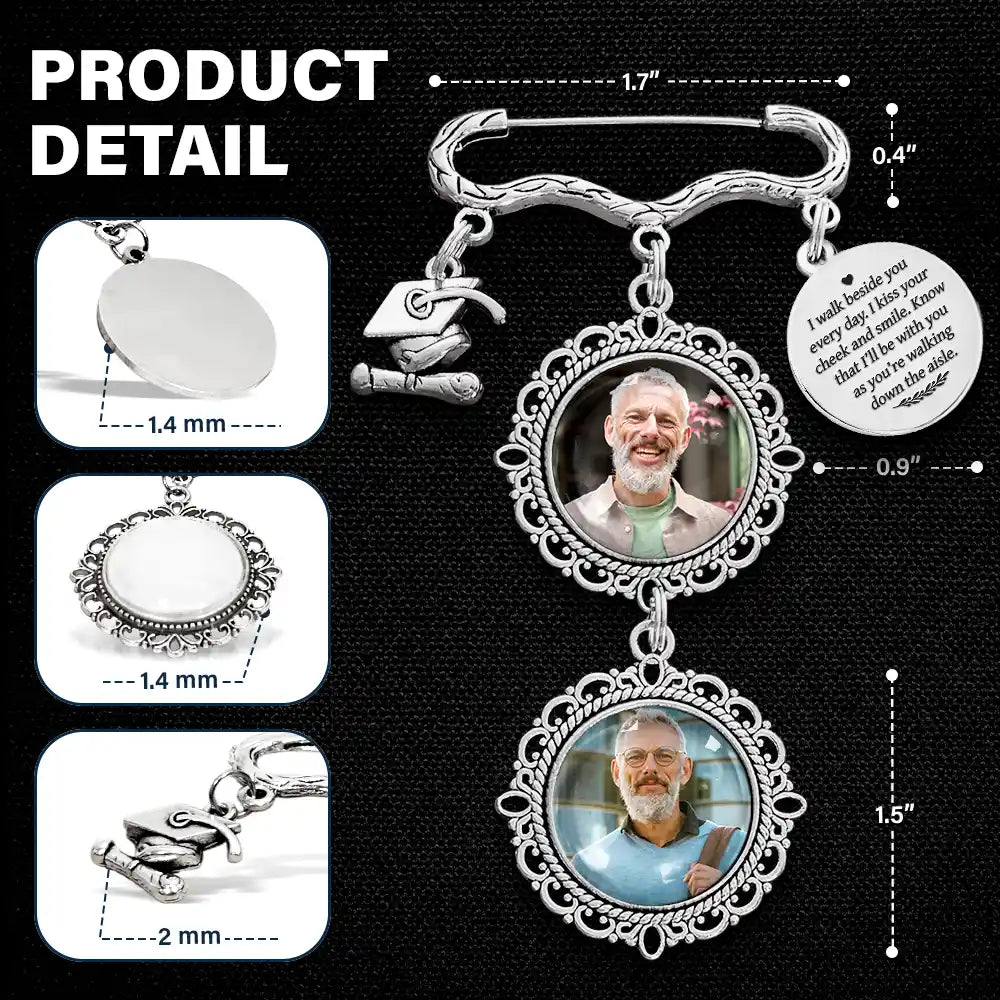 Graduation, Gift For Yourself, Custom Photo, Memorial, Sad - Custom Photo Walk Down The Aisle - Personalized Graduation Tassel Pin