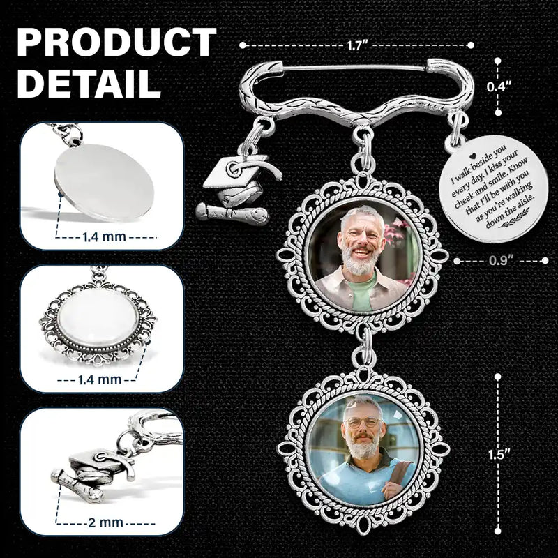 Graduation, Gift For Yourself, Custom Photo, Memorial, Sad - Custom Photo Walk Down The Aisle - Personalized Graduation Tassel Pin