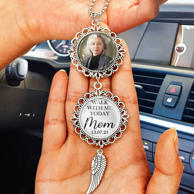 Love, Graduation, Gift For Daughter, Gift For Son, Gift For Yourself, Gift For Women, Gift For Men - Custom Photo Walk With Me Today Dad Memorial Graduation - Personalized Photo Pendant Charm
