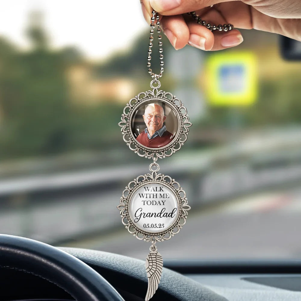 Love, Graduation, Gift For Daughter, Gift For Son, Gift For Yourself, Gift For Women, Gift For Men - Custom Photo Walk With Me Today Dad Memorial Graduation - Personalized Photo Pendant Charm