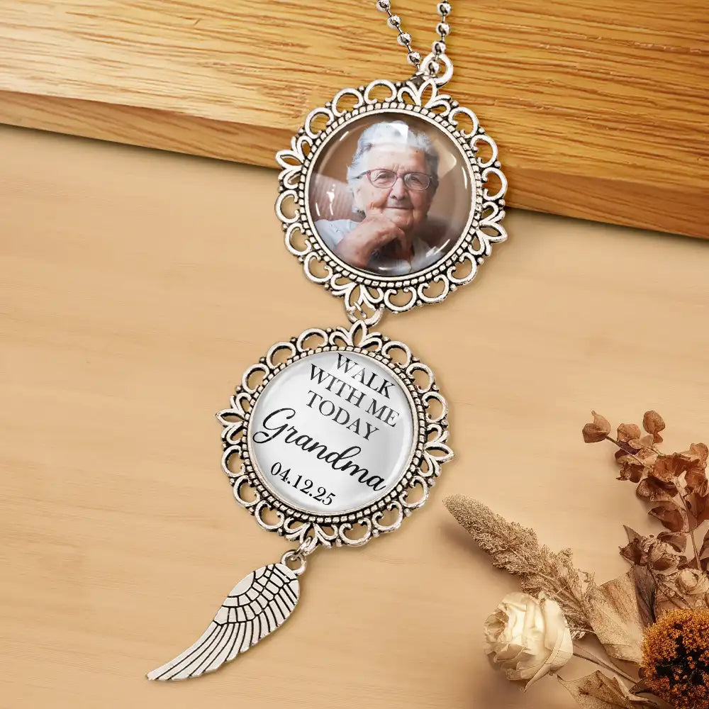Love, Graduation, Gift For Daughter, Gift For Son, Gift For Yourself, Gift For Women, Gift For Men - Custom Photo Walk With Me Today Dad Memorial Graduation - Personalized Photo Pendant Charm