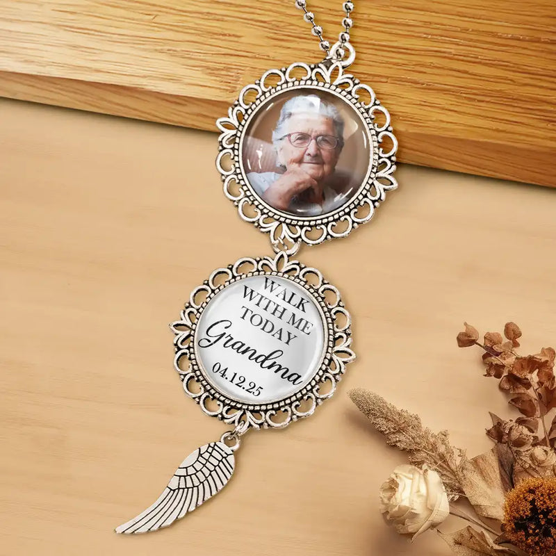 Love, Graduation, Gift For Daughter, Gift For Son, Gift For Yourself, Gift For Women, Gift For Men - Custom Photo Walk With Me Today Dad Memorial Graduation - Personalized Photo Pendant Charm