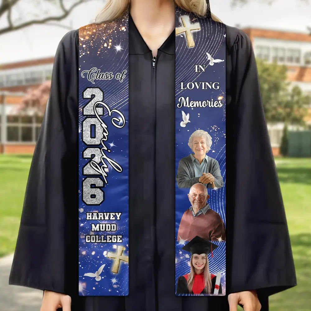 Family, Memorial, Gift For Yourself, Gift For Women, Gift For Men - Custom Photo Walking Beside You Every Step Of The Way - Personalized Stoles