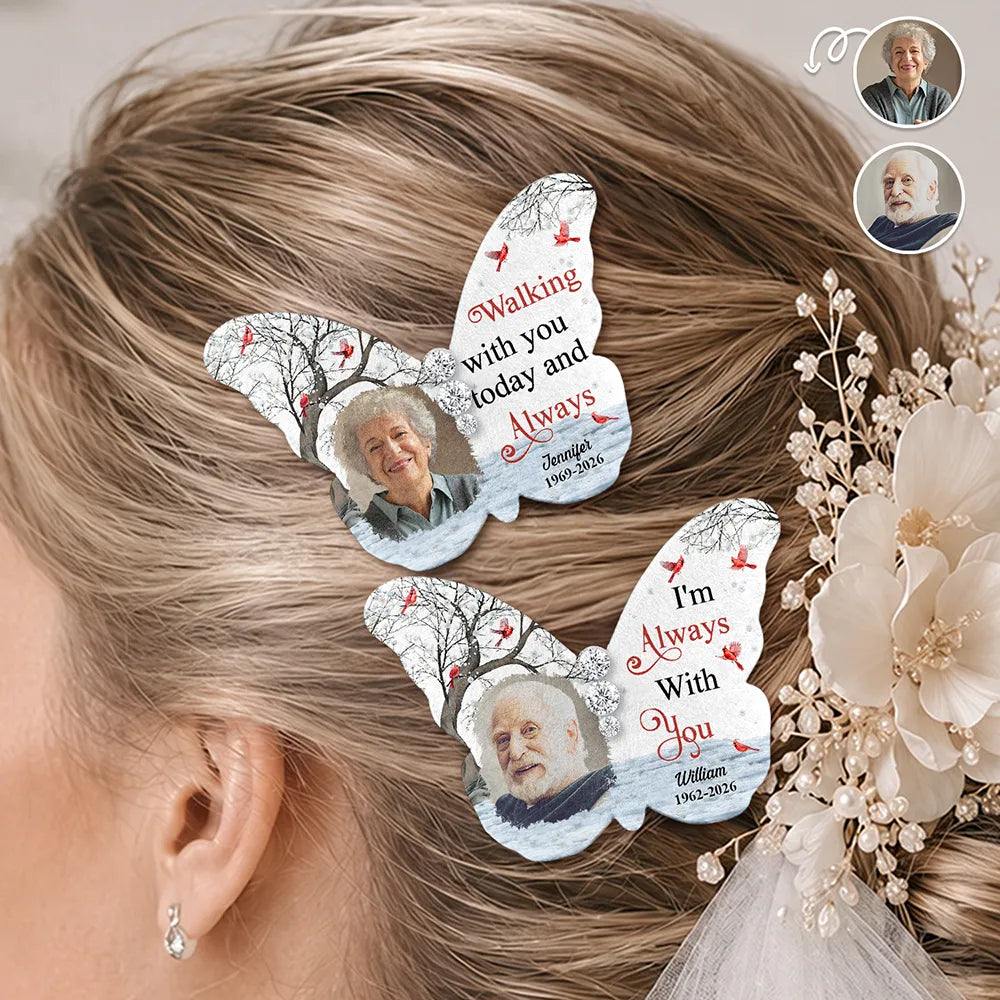 Custom Photo Walking With You Today And Always - Personalized Brooch