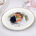 Anniversary,Wedding Anniversary,Gift For Couples,Gift For Husband,Gift For Wife,Gift For Boyfriend,Gift For Girlfriend,Love - Custom Photo Watercolor Couples Anniversary Gift - Personalized Round Ring Dish