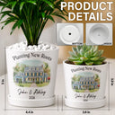 Art Design,New House,Gift For Couples,Photo - Watercolor - With BG,Happy - Custom Photo Watercolor Painting Planting New Roots New Home Just Married - Personalized Plant Pot