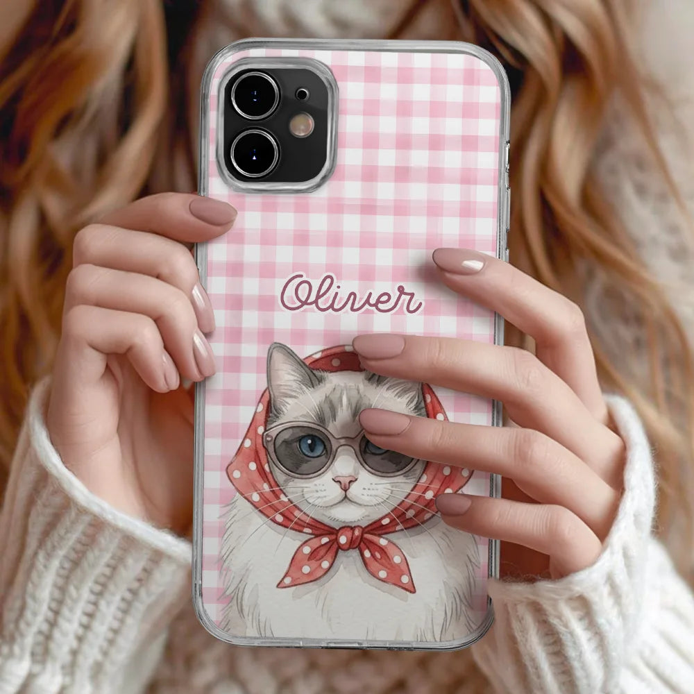 Custom Photo, Art Design, Summer, Pet Lovers, Playful, Photo - Watercolor Summer Pet With Accessories - Custom Photo Watercolor Pet With Summer Accessories Pet Portrait - Personalized Clear Phone Case