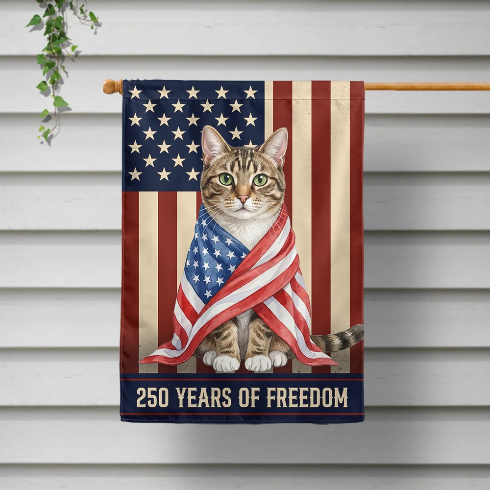 America 250th,Custom Photo,Independence Day,Art Design,Pet Lovers,Playful,Photo - US Theme Accessories Watercolor - Custom Photo Watercolor With US Accessories Dog Cat 250 Years Of Freedom Vintage - Personalized Flag
