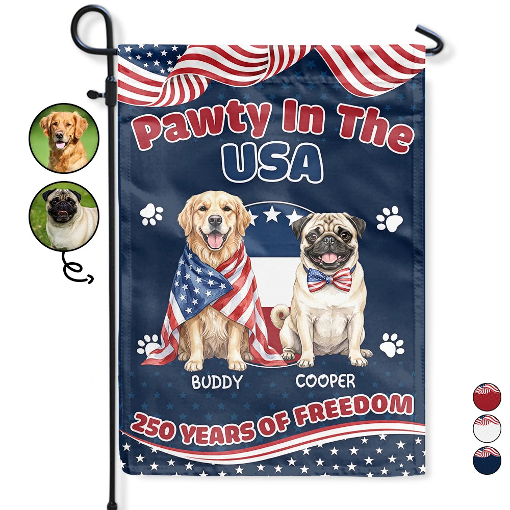 Custom Photo Watercolor With US Accessories Pawty In The USA - Personalized Flag