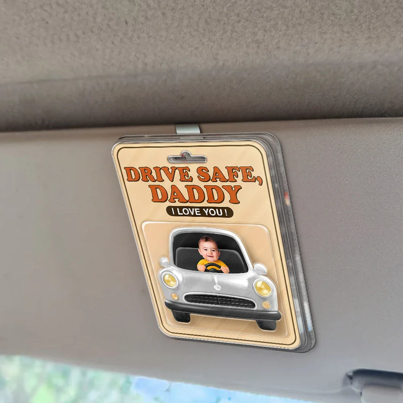 Custom Photo, Gift For Father, Gift For Grandpa, Love - Custom Photo We Love You Daddy - Personalized Custom Shaped Acrylic Car Visor Clip